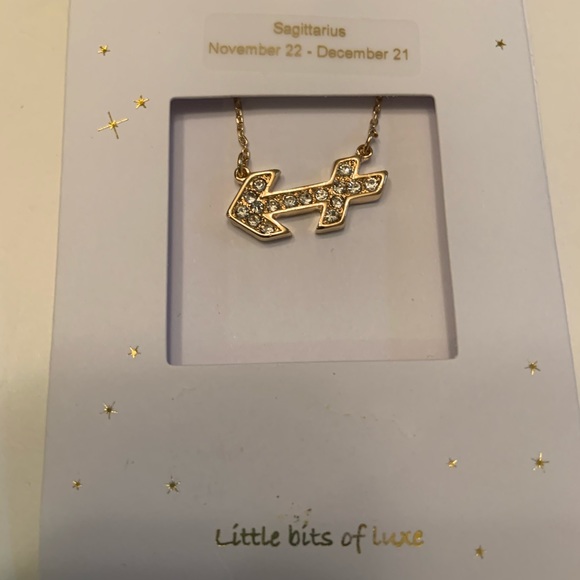 Sagittarius zodiac sign necklace bling gold tone - Picture 1 of 4